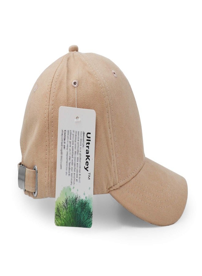 UltraKey Suede Baseball Cap, Unisex Faux Suede Leather Classic Adjustable Plain Hat Baseball Cap(Khaki) - Image 5